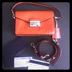 SOLD Prada Saffiano Lux mini bag in Papaya